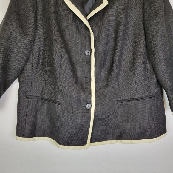 Lauren Ralph Lauren Womens Linen Pockets Blazer Size 14W Black Business Workwear - Picture 3 of 8